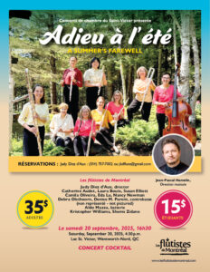 Affiche - poster : « Adieu à l'été » 2025. 35$ adultes, 15$ étudiants